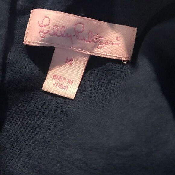 Lilly Pulitzer Valli Shift Dress Women's Size 14 Navy Blue w/Gold & Silver Trim - Picture 9 of 12